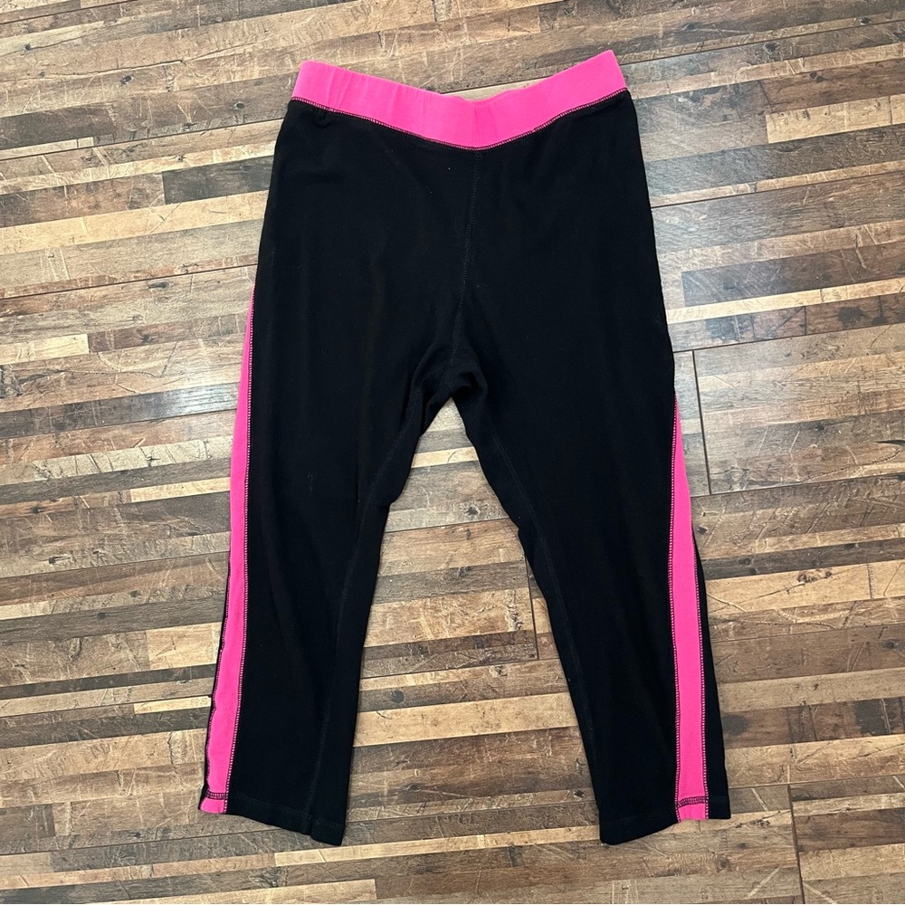 Five Below Capri Yoga Cotton Blend Leggings Black Pink Sz L